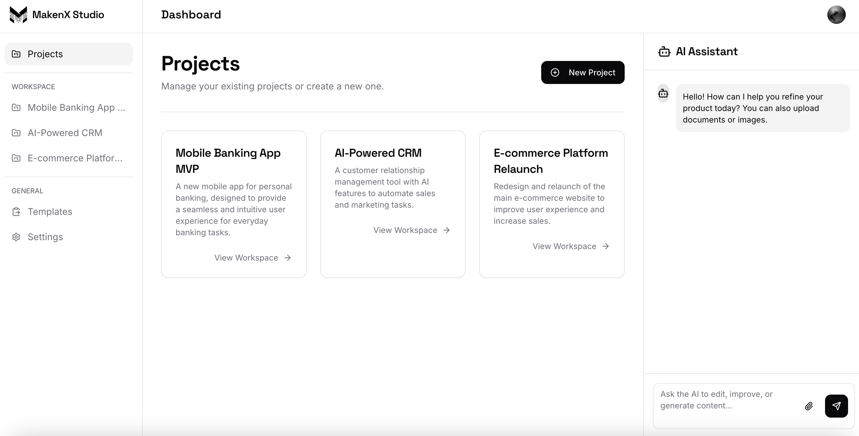 MakenX Studio interface